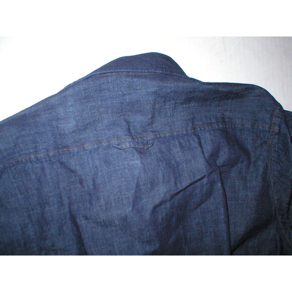 New Mens NWT Italy Designer M. Grifoni 40 M L Denim Shirt Snap Dark Blue LS Cool - Picture 9 of 10